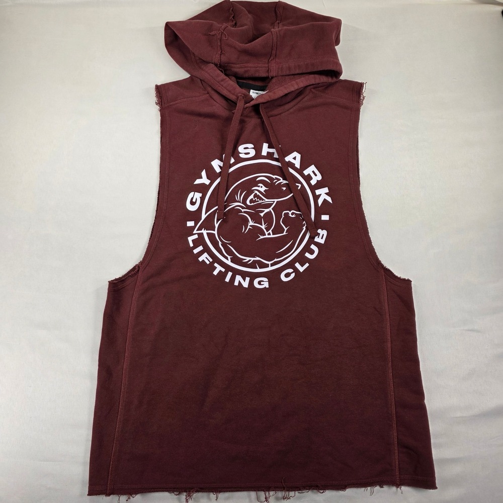 Gymshark Lifting Club Sleeveless Hoodie Mens Medium Burgundy Muscle Tank H187